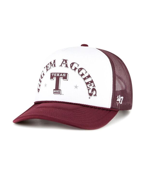 47 ブランド メンズ アクセサリー 帽子 '47 Brand Men's White Maroon Texas A&M Aggies Article Foam Front Trucker Hat White Maroon ホワイト｜ReVida 店