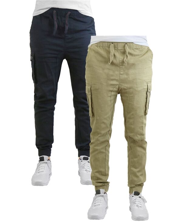 ギャラクシーバイハルビック メンズ ボトムス カジュアルパンツ コットン ジョガーパンツ Galaxy By Harvic Men's Cotton Stretch Twill Cargo Joggers Pack of 2 Black Gray ブラック|ReVida 店