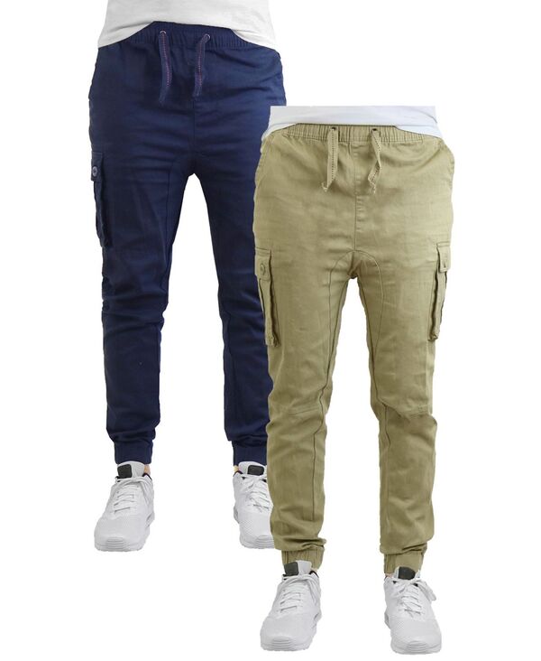 ギャラクシーバイハルビック メンズ ボトムス カジュアルパンツ コットン ジョガーパンツ Galaxy By Harvic Men's Cotton Stretch Twill Cargo Joggers Pack of 2 Navy Khaki ネイビー|ReVida 店
