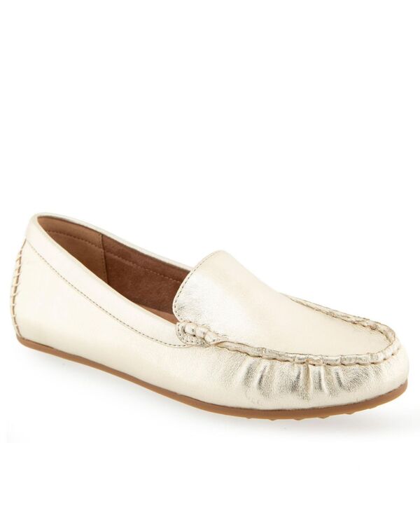 【送料無料】 エアロソールズ レディース パンプス シューズ Women's Over Drive Driving Style Loafers Soft Gold Faux Leather画像