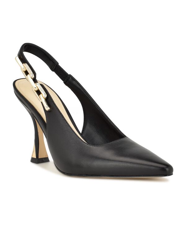 ナインウェスト レディース シューズ パンプス Nine West Women's Veroni Stiletto Slingback Dress Pumps Black Leather ブラック｜ReVida 店