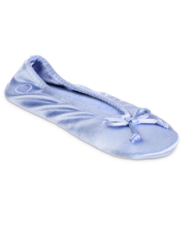 アイソトナー レディース シューズ サンダル サテン Isotoner Signature Women's Satin Ballerina Slippers with Bow Periwinkle|ReVida 店
