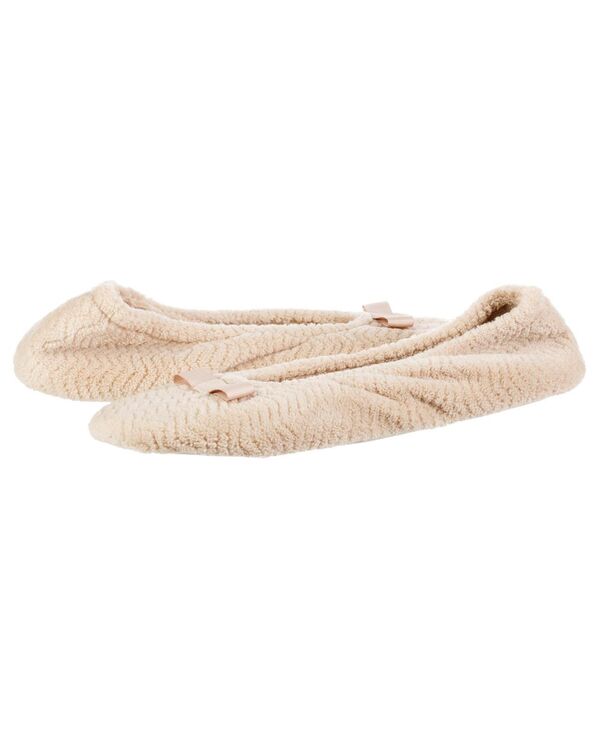 アイソトナー レディース シューズ サンダル パイル Isotoner Signature Women's Chevron Micro Terry Ballerina Slipper Taupe トープ|ReVida 店