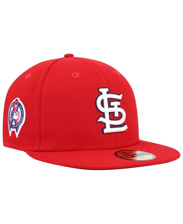 ニューエラ メンズ アクセサリー 帽子 New Era Men's Red St. Louis Cardinals 9/11 Memorial Side Patch 59Fifty Fitted Hat Red レッド|ReVida 店