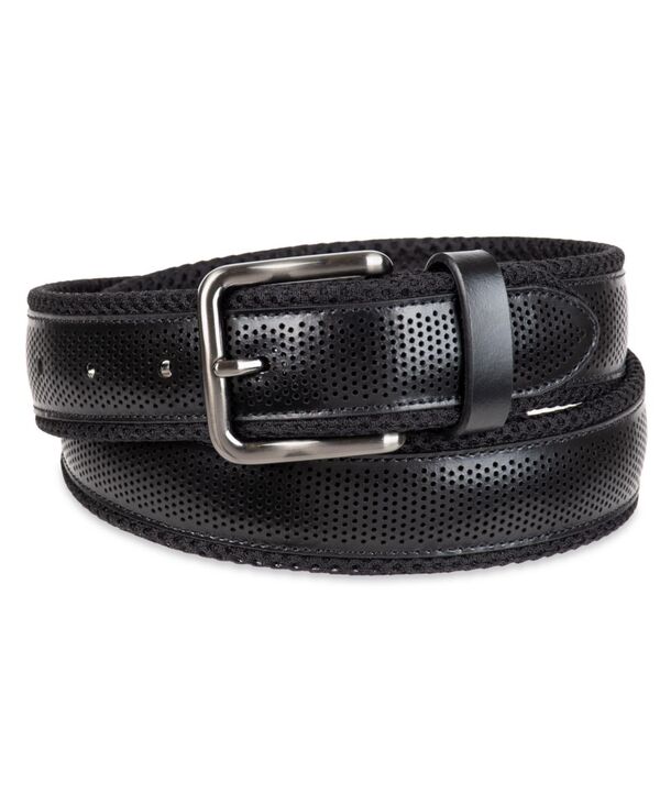 トッミーバハマ メンズ 付属品 胴締め オーバーレイ なめし革 Tommy Bahama Men\u0027s Neoprene with Perforated Leather Overlay Casual Belt Black 黒いこと