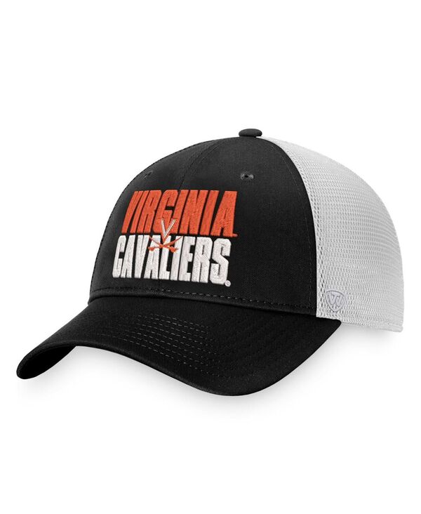 トップオブザワールド メンズ アクセサリー 帽子 Top of the World Men's Black White Virginia Cavaliers Stockpile Trucker Snapback Hat Black White ホワイト
