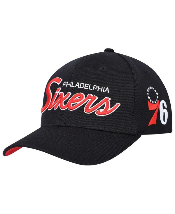 ミッチェル&ネス メンズ アクセサリー 帽子 Mitchell & Ness Men's Black Philadelphia 76ers MVP Team Script 2.0 Stretch-Snapback Hat Black ブラック