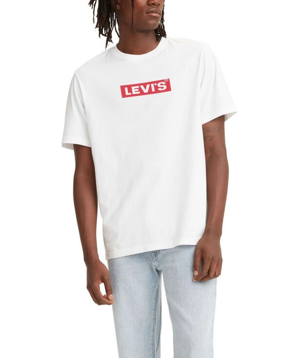 リーバイス メンズ トップス Tシャツ リラックスフィット クルーネック シャツ ロゴ Levi's Men's Relaxed Fit Box Tab Logo Crewneck T-shirt Box Tab White ホワイト
