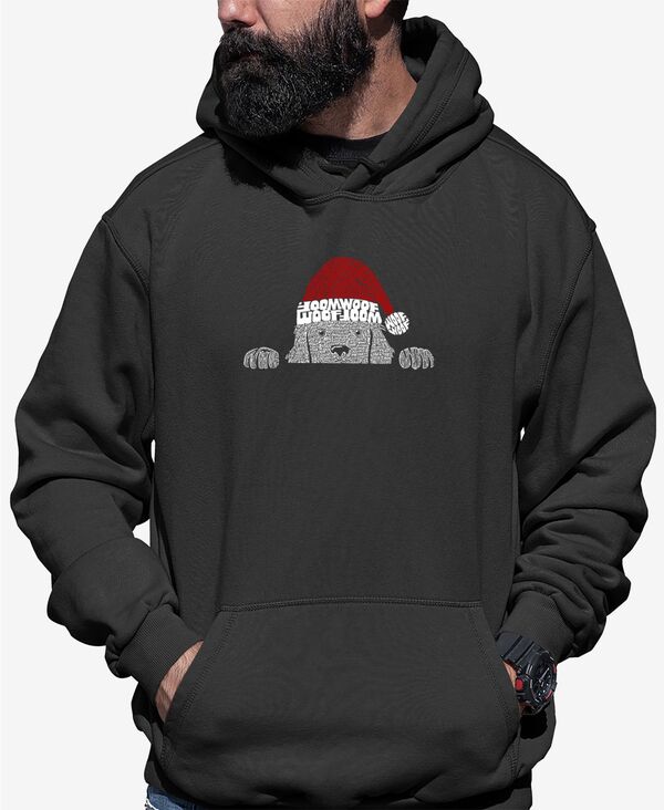 エルエーポップアート メンズ アウター パーカー・スウェット スウェット シャツ LA Pop Art Men's Christmas Peeking Dog Word Art Hooded Sweatshirt Dark Gray グレー
