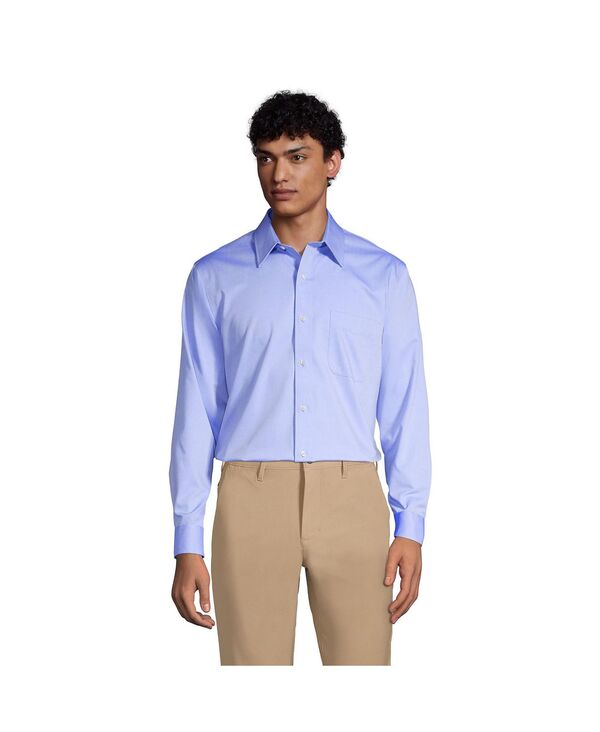 ランズエンド メンズ トップス シャツ Lands' End Men's Solid No Iron Supima Pinpoint Straight Collar Dress Shirt Light blue ブルー