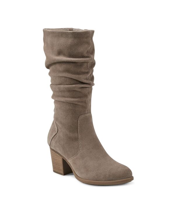 アース レディース シューズ ブーツ・レインブーツ ヒール Earth Women's Vine Block Heel Almond Toe Narrow Calf Casual Boots Taupe Suede トープ