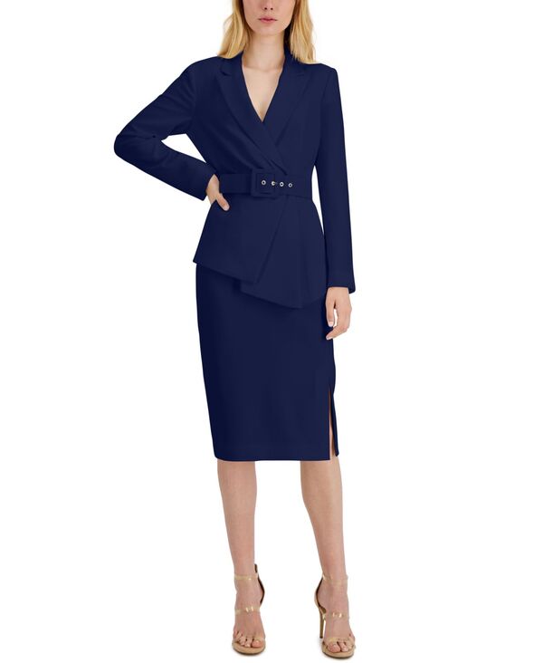 タハリエーエスエル レディース ボトムス スカート Tahari ASL Belted Wrap Skirt Suit Midnight N｜ReVida 店