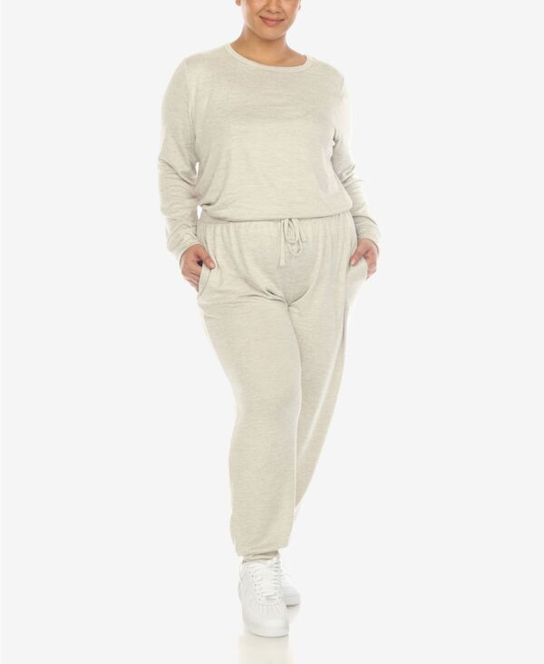 ホワイトマーク レディース アンダーウェア ナイトウェア プラスサイズ White Mark Plus Size Lounge Set 2-Piece Brown ブラウン