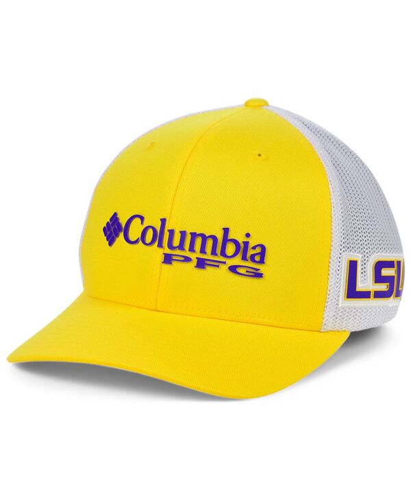 コロンビア メンズ アクセサリー 帽子 キャップ Columbia LSU Tigers PFG Stretch Cap Gold/White ホワイト｜ReVida 店