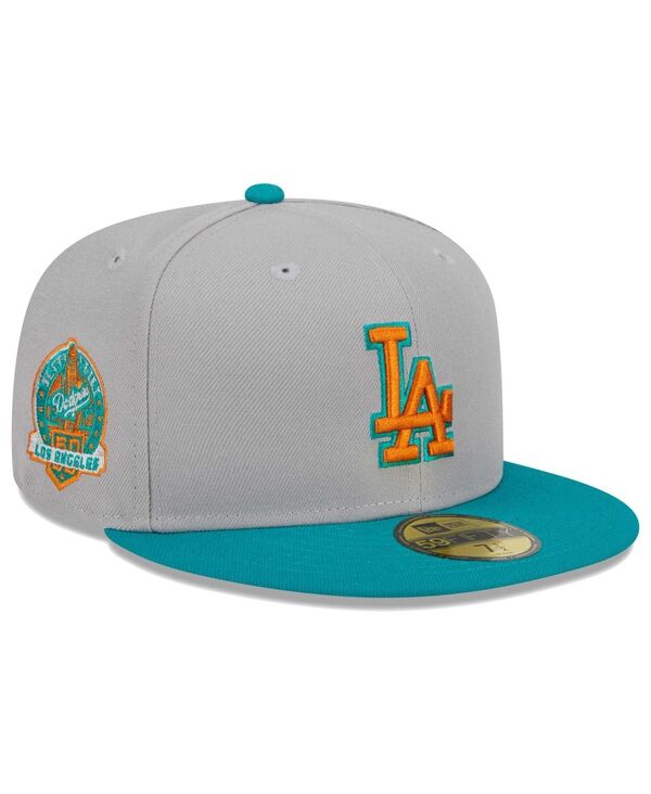 ニューエラ メンズ アクセサリー 帽子 New Era Men's Gray Teal Los Angeles Dodgers 59FIFTY Fitted Hat Gray Teal グレー｜ReVida 店 10,245円