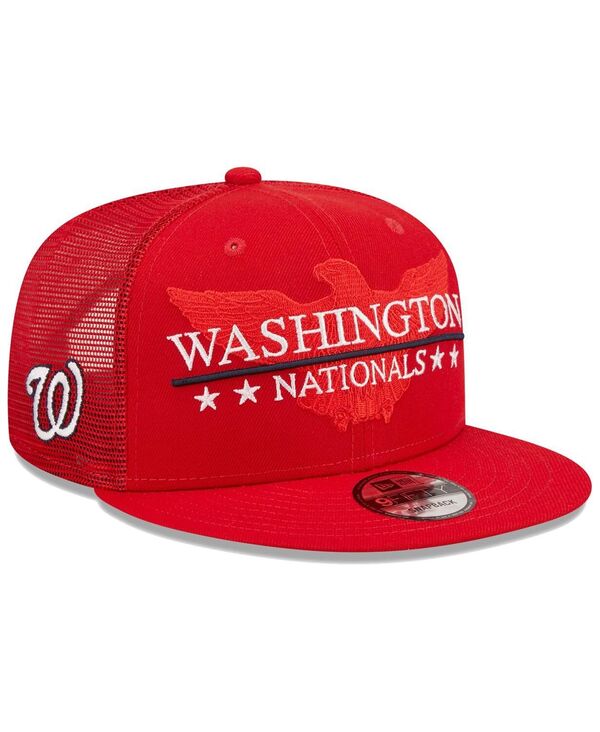ニューエラ メンズ アクセサリー 帽子 New Era Men's Red Washington Nationals Patriot Trucker 9FIFTY Snapback Hat Red レッド
