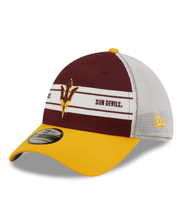 ニューエラ メンズ アクセサリー 帽子 New Era Men's Maroon Gold Arizona State Sun Devils Banded 39THIRTY Flex Hat Maroon Gold マルーン