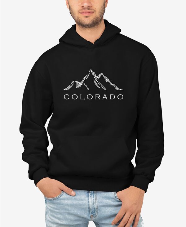 エルエーポップアート メンズ アウター パーカー・スウェット スウェット シャツ LA Pop Art Men's Colorado Ski Towns Word Art Long Sleeve Hooded Sweatshirt Black ブラック