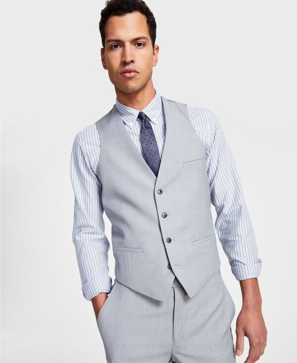 バースリー メンズ トップス ベスト Bar III Men's Slim-Fit Sharkskin Suit Vest Light Grey グレー｜ReVida 店 28,712円