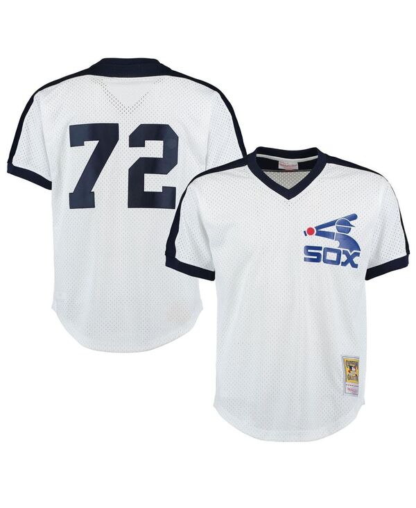 ミッチェル&ネス メンズ トップス シャツ メッシュ ジャージー Mitchell & Ness Men's Carlton Fisk White Chicago White Sox Cooperstown Mesh Batting Practice Jersey White ホワイト