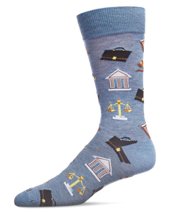メモイ メンズ アンダーウェア 靴下 MeMoi Men's Law and Order Heathered Rayon from Bamboo Novelty Crew Socks Denim Heather ヘザー