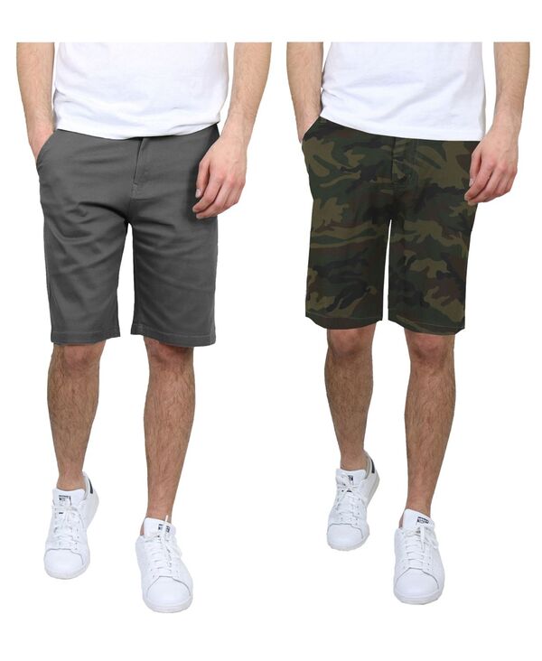 ギャラクシーバイハルビック メンズ ボトムス ハーフパンツ・ショーツ スリムフィット ショートパンツ Galaxy By Harvic Men's 5 Pocket Flat Front Slim Fit Stretch Chino Shorts Pack of 2 Gray Woodland グレー