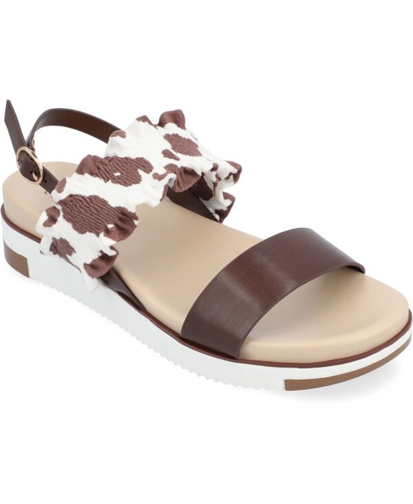 ジュルネ コレクション レディース シューズ サンダル コントラスト Journee Collection Women's Riya Contrast Sandals Brown ブラウン