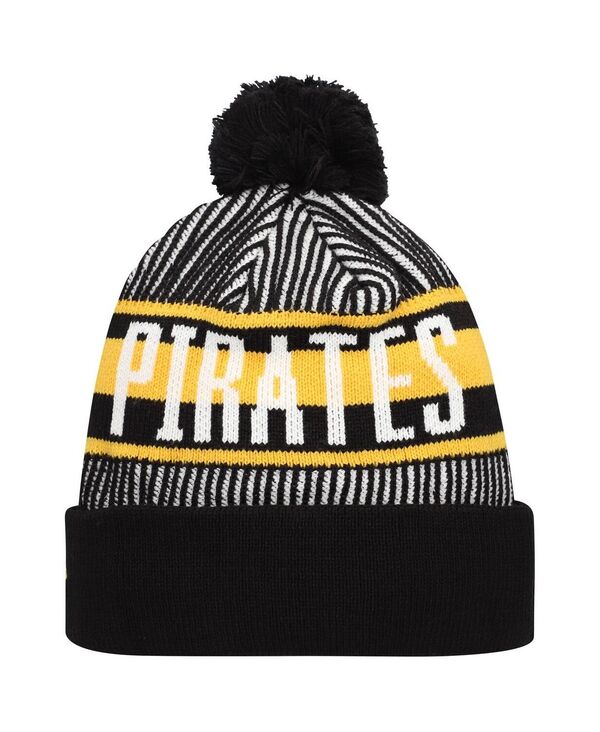 ニューエラ メンズ アクセサリー 帽子 ニット New Era Men's Black Pittsburgh Pirates Striped Cuffed Knit Hat with Pom Black ブラック|ReVida 店