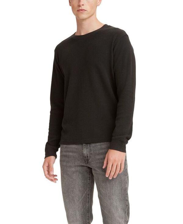 リーバイス メンズ トップス シャツ Tシャツ ニット Levi's Men's Waffle Knit Thermal Long Sleeve T-Shirt Mineral Black ブラック