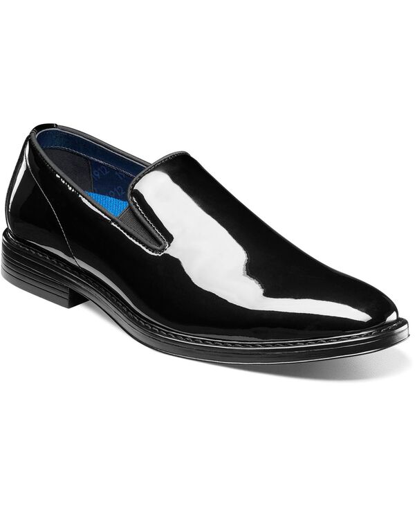 ノンブッシュ メンズ シューズ スリッポン・ローファー Nunn Bush Men's Centro Formal Flex Plain Toe Slip On Dress Shoes Black Patent ブラック|ReVida 店