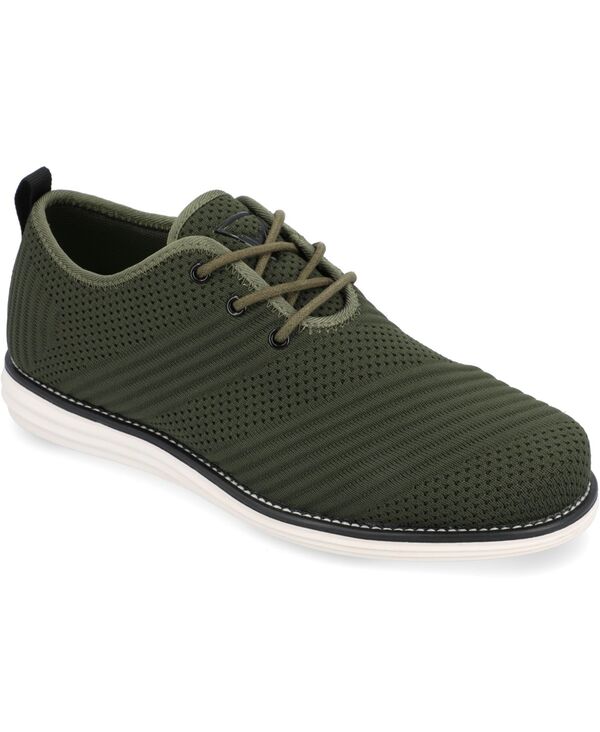 バンス メンズ シューズ ドレスシューズ ワンピース レース ニット Vance Co. Men's Novak Wide Width Tru Comfort Foam Knit Lace-Up Round Toe Dress Shoes Olive オリーブ