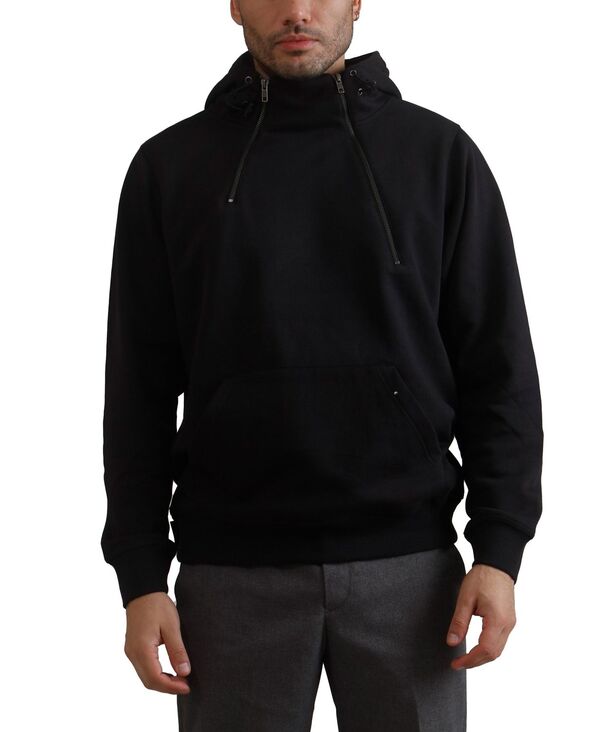 メンバーズオンリー メンズ アウター パーカー・スウェット パーカー Members Only Men's Taylor Double Zipper Pullover Hoodie Black ブラック