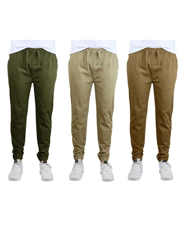 ギャラクシーバイハルビック メンズ ボトムス カジュアルパンツ スリムフィット ジョガーパンツ Galaxy By Harvic Men's Slim Fit Basic Stretch Twill Joggers Pack of 3 Olive Khaki and Timber オリーブ｜ReVida 店