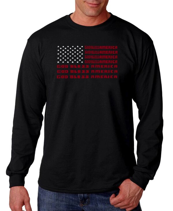 エルエーポップアート メンズ トップス Tシャツ LA Pop Art Men's God Bless America Word Art Long Sleeve T-shirt Black ブラック｜ReVida 店