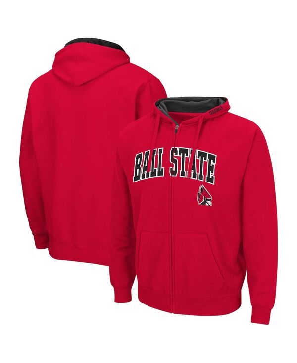 コロシアム メンズ アウター パーカー・スウェット ロゴ パーカー Colosseum Men's Cardinal Ball State Cardinals Arch & Logo 3.0 Full-Zip Hoodie Cardinal