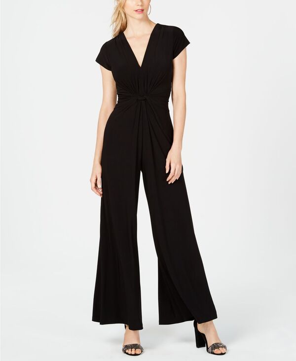 ヴィンスカムート レディース トップス ジャンプスーツ Vince Camuto Twist-Front Plunge Jumpsuit Black ブラック｜ReVida 店