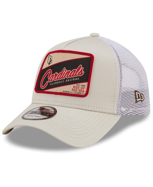 ニューエラ メンズ アクセサリー 帽子 New Era Men's Khaki White Arizona Cardinals Happy Camper A-Frame Trucker 9FORTY Snapback Hat Khaki White ホワイト