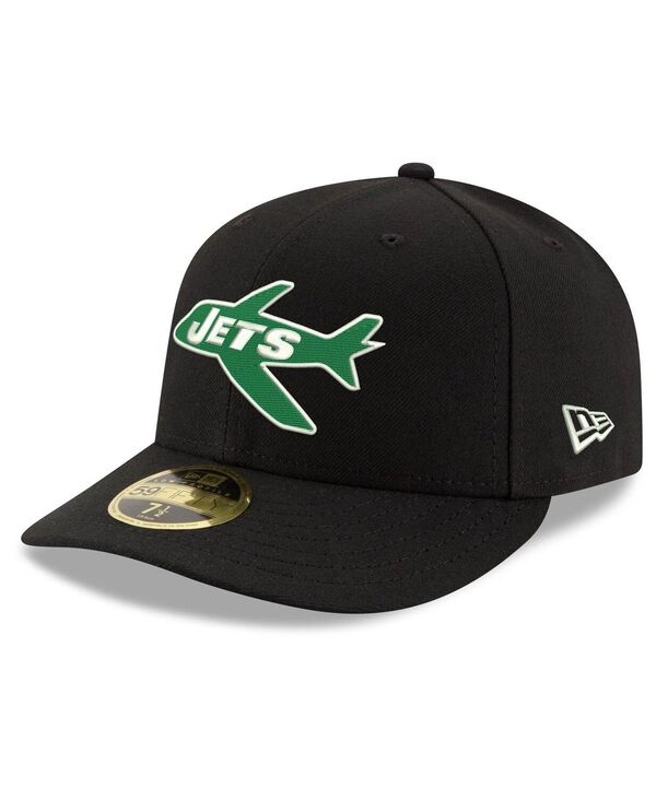 ニューエラ メンズ アクセサリー 帽子 New Era Men's Black New York Jets Omaha Throwback Low Profile 59FIFTY Fitted Hat Black ブラック｜ReVida 店 9,475円