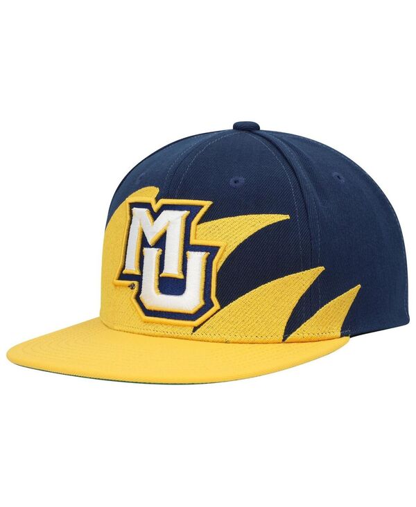 ミッチェル&ネス メンズ アクセサリー 帽子 Mitchell & Ness Men's Gold Navy Marquette Golden Eagles Sharktooth Snapback Hat Gold Navy ネイビー