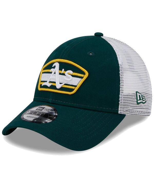 ニューエラ メンズ アクセサリー 帽子 ロゴ New Era Men's Green White Oakland Athletics Logo Patch 9FORTY Trucker Snapback Hat Green White ホワイト