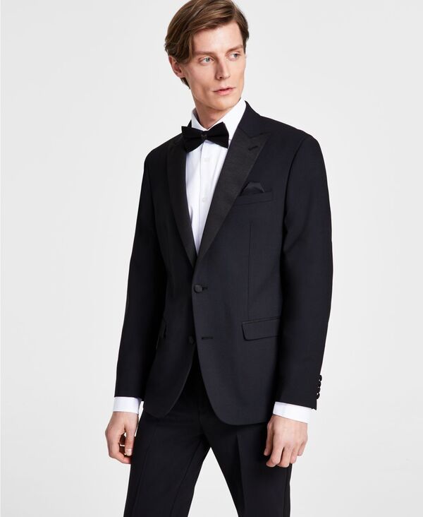 赤ちょうちんスリー メンズ アウター 上衣・上衣 上衣 Bar III Men\u0027s Slim-Fit Faille-Trim Tuxedo Jacket Black 黒いこと
