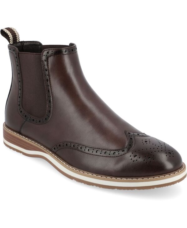 バンス メンズ シューズ ブーツ・レインブーツ ウィングチップ チェルシーブーツ チェルシー ブーツ Vance Co. Men's Thorpe Tru Comfort Foam Wingtip Slip-On Chelsea Boots Brown ブラウン
