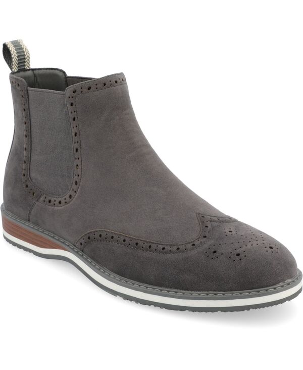 バンス メンズ シューズ ブーツ・レインブーツ ウィングチップ チェルシーブーツ チェルシー ブーツ Vance Co. Men's Thorpe Tru Comfort Foam Wingtip Slip-On Chelsea Boots Gray グレー