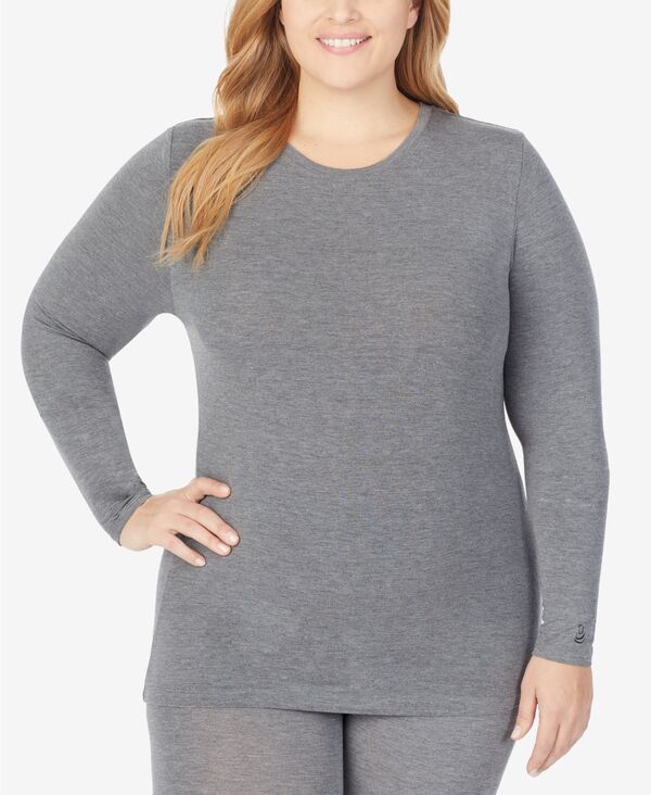 クドルドッズ レディース トップス シャツ プラスサイズ Cuddl Duds Plus Size Softwear with Stretch Long Sleeve Top Charcoal チャコール｜ReVida 店 10,486円