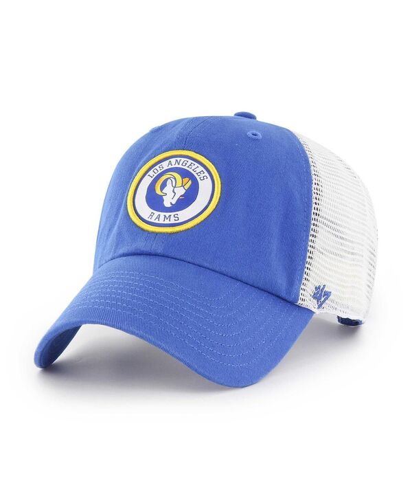 47 ブランド メンズ アクセサリー 帽子 '47 Brand Men's Royal White Los Angeles Rams Highline Clean Up Trucker Snapback Hat Royal White ホワイト