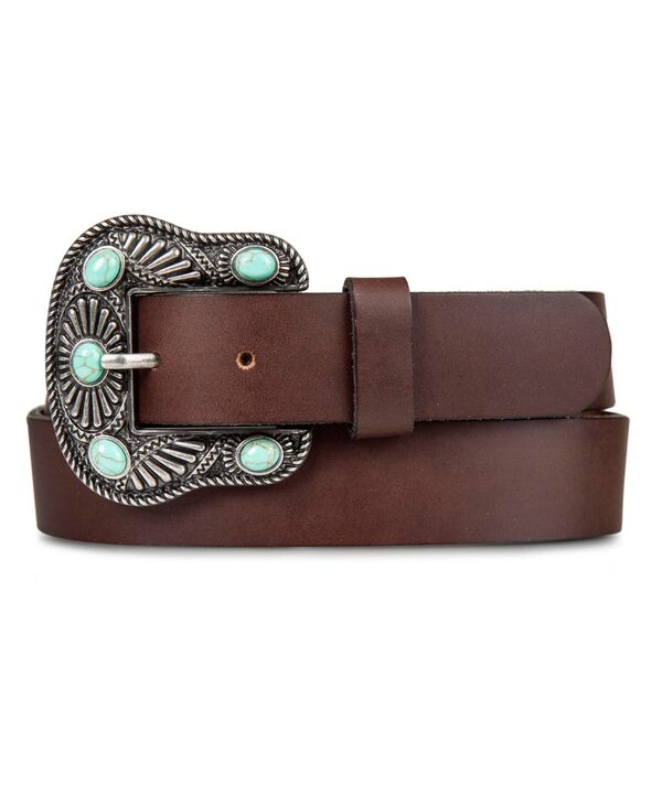 ラッキーブランド レディース アクセサリー ベルト Lucky Brand Women's Turquoise Studded Western Buckle Belt Brown ブラウン