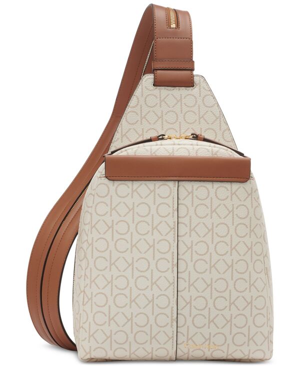 カルバンクライン レディース 御徒面子 ボディバッグ・ウエストポーチ Calvin Klein Millie Signature Convertible Sling Backpack Vanilla Khaki/Caramel カーキ バッグ-バッグ・小物・ブランド雑貨-レディースバッグ