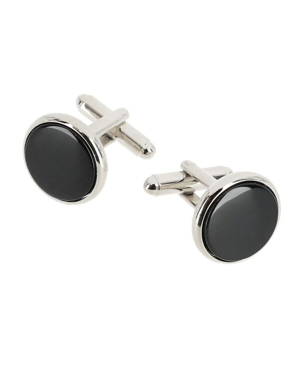 トラファルガー メンズ 付属物 カフスリンク TRAFALGAR Sutton Round Genuine Onyx Cufflinks Rhodium and genuine onyx