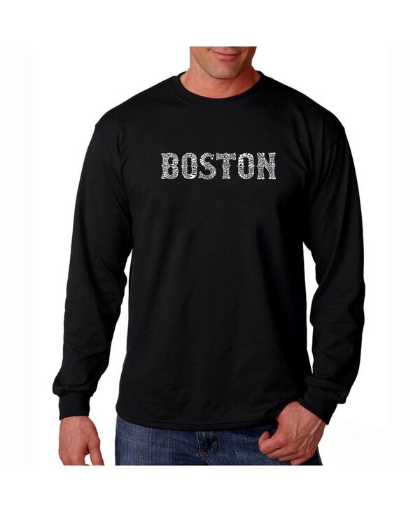 エルエーポップアート メンズ トップス Tシャツ LA Pop Art Men's Word Art Long Sleeve T-Shirt - Boston Neighborhoods Black ブラック