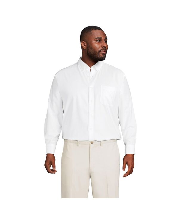 ランズエンド メンズ トップス シャツ オックスフォード Lands' End Men's Traditional Fit Solid No Iron Supima Oxford Dress Shirt White ホワイト